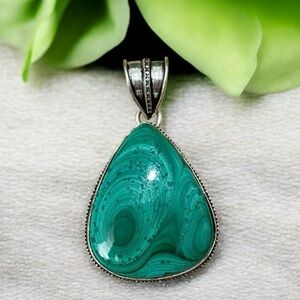 Handmade Malachite Silver Pendant
